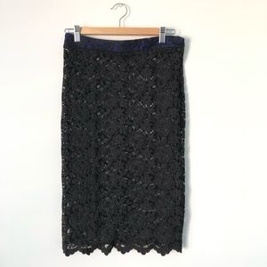Sheer lace pencil skirt